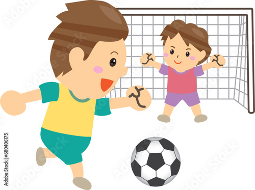 サッカーをする子供たち