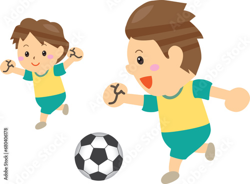 サッカーをする子供たち