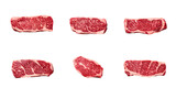 Collection of PNG. Raw wagyu A5 top view isolated on a transparent background.
