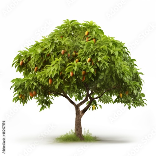 Mango tree isolated on white background. 3d render illustration.Generated with AI