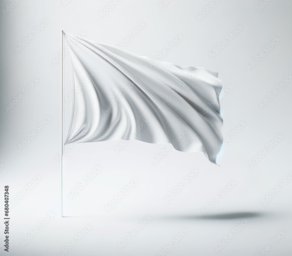 White flag mockup on clear background, simple branding template ...