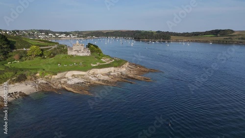Wallpaper Mural St Mawes Castle Cornwall UK pull back drone aerial reverse reveal Torontodigital.ca