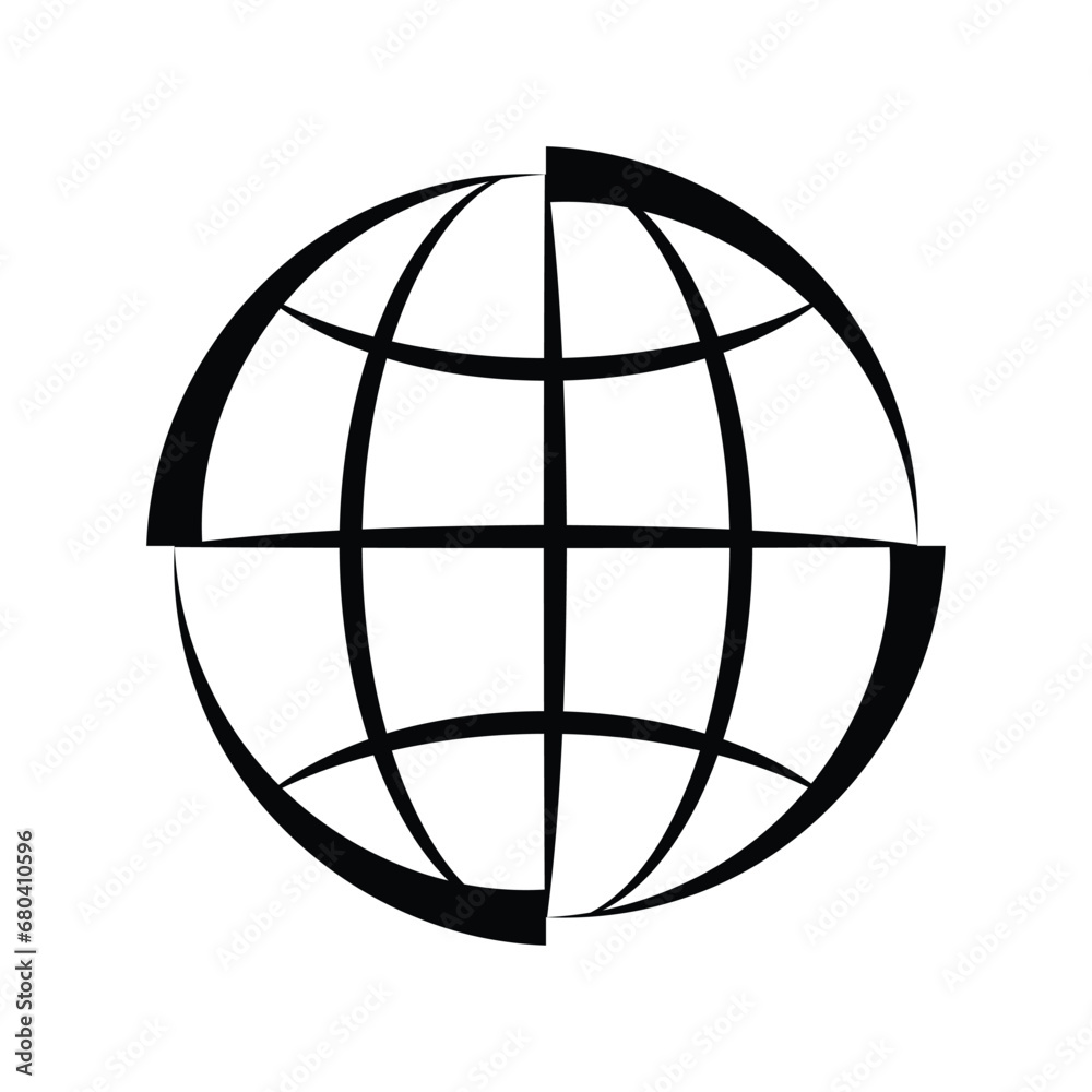 Earth icon with swoosh lines. Simple modern earth icon. Vector illustration outline flat design style. Earth icon with swoosh lines. Simple modern earth icon. Vector illustration outline flat design style.
