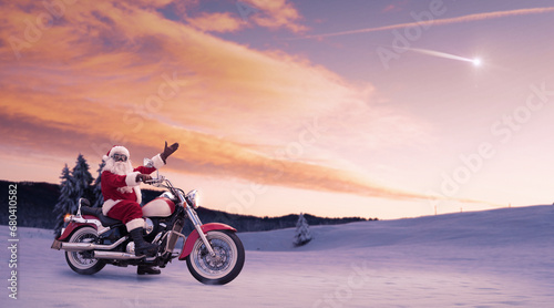 Rider Santa carrying Christmas gifts