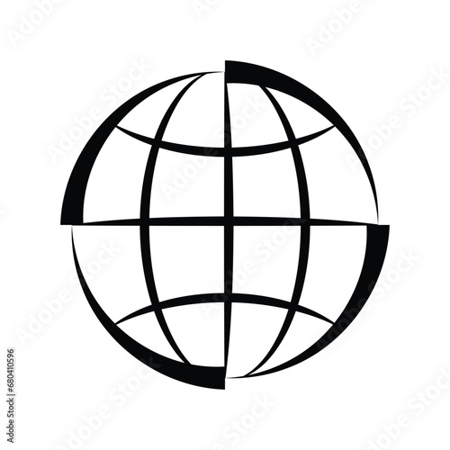 Earth icon with swoosh lines. Simple modern earth icon. Vector illustration outline flat design style.