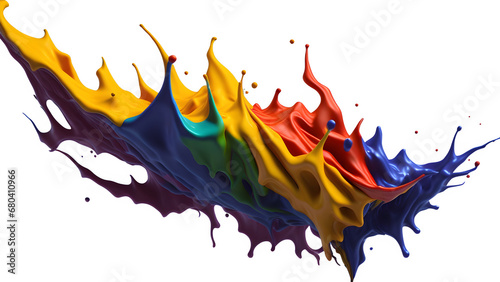 Colorful Paint Splash Rainbow Waves Liquid Explosion Isolated Design Element On Transparent Background.