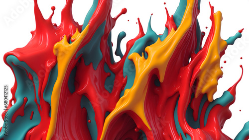 Colorful Paint Splash Rainbow Waves Liquid Explosion Isolated Design Element On Transparent Background.