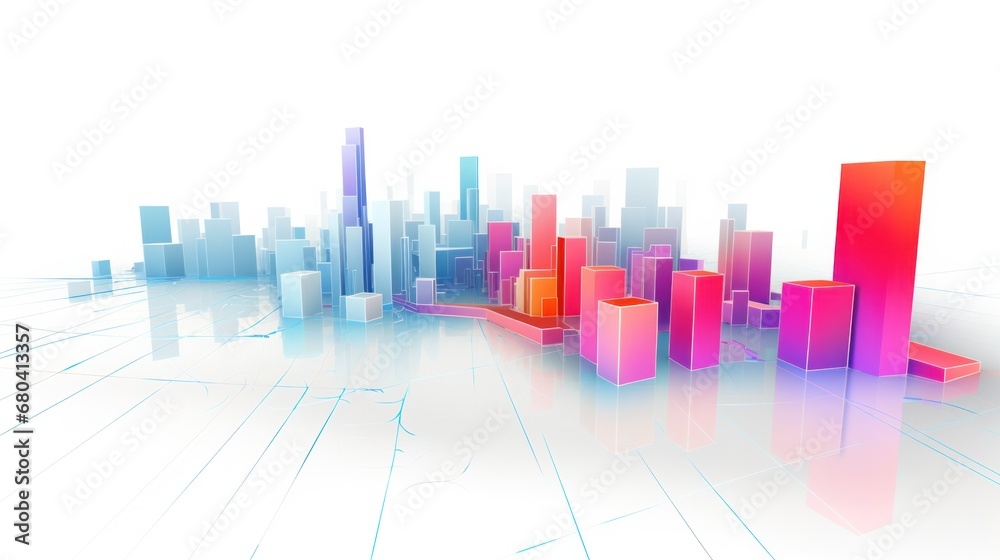 Colorful cityscape in 3D.