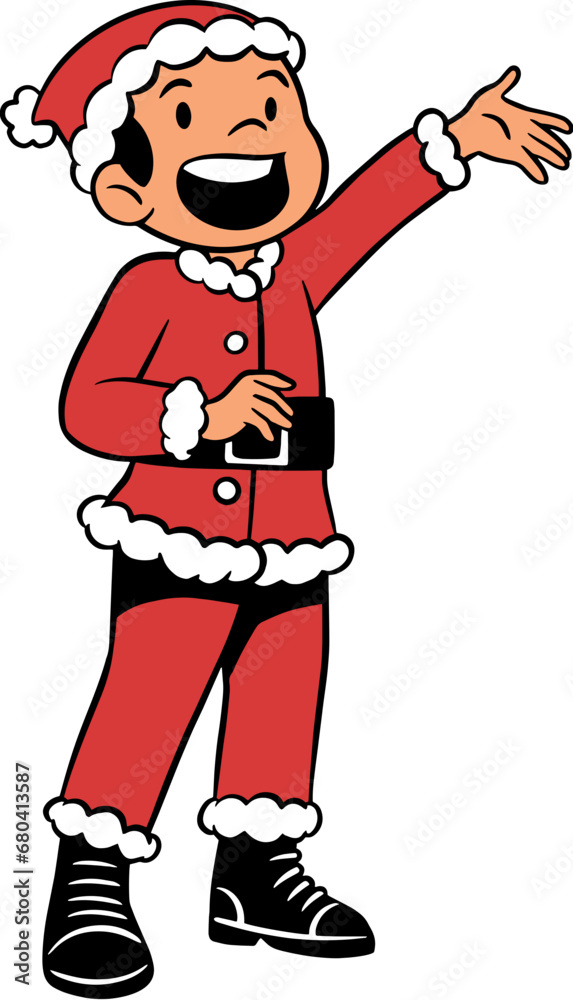 Cute boy wearing santa claus costume cartoon character Cute boy wearing santa claus costume cartoon character