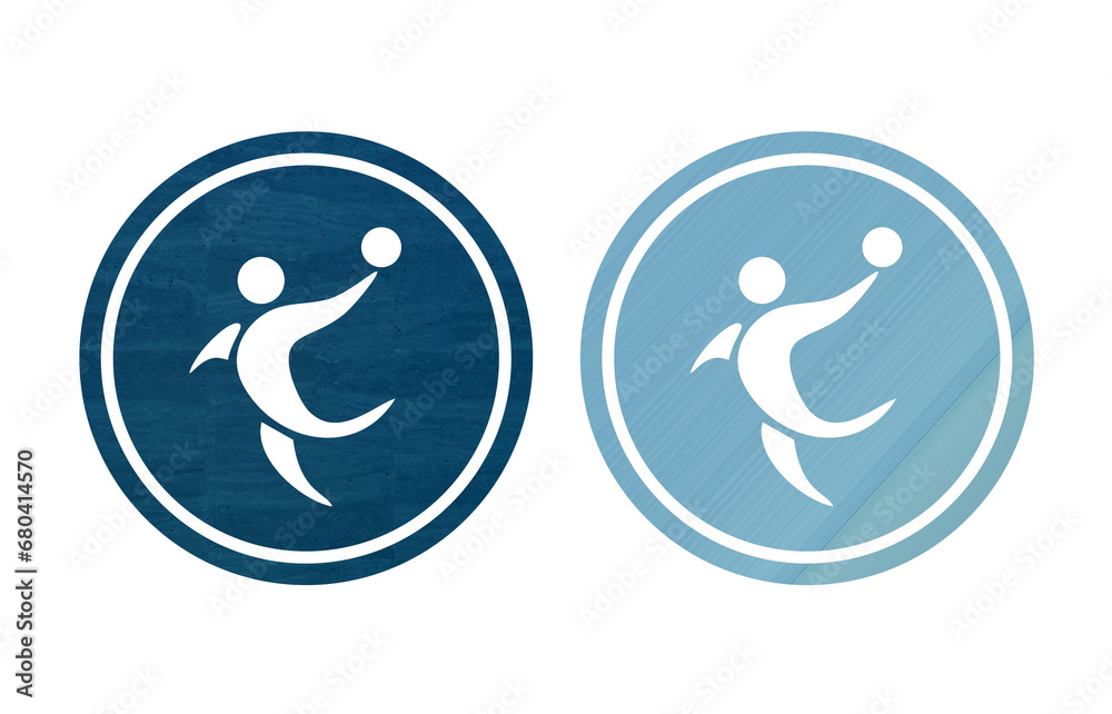 handball icon symbol blue with texture background