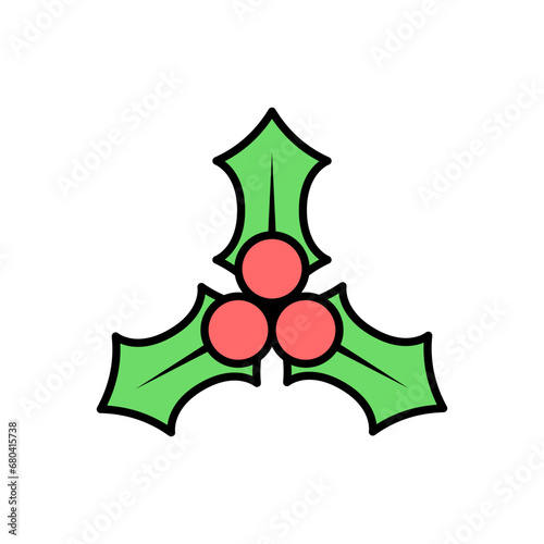 Vector cartoon holly. Isolated on white.