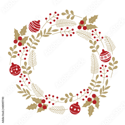 クリスマスのボタニカルリース金