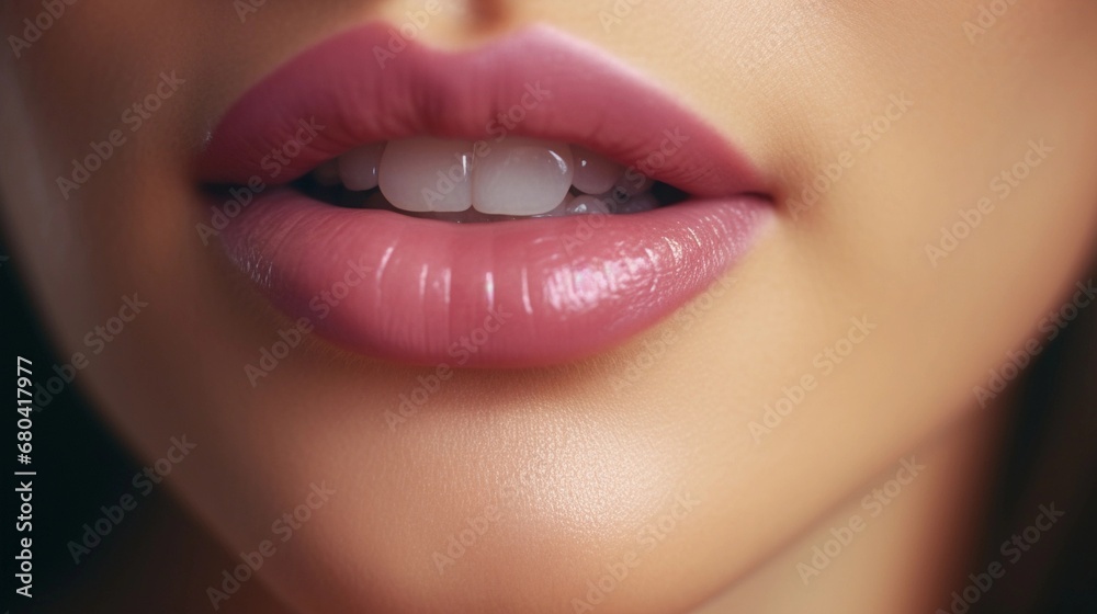 close-up portrait of a smiling female lip, AI generated, background image close-up portrait of a smiling female lip, AI generated, background image