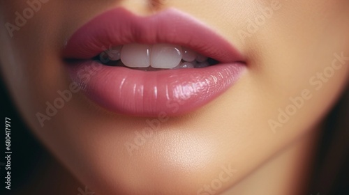 close-up portrait of a smiling female lip, AI generated, background image