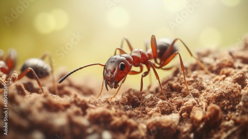 close-up portrait of ants against textured background with space for text, AI generated, background image © Hifzhan Graphics