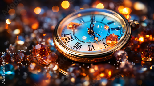 New Year's countdown clock decoration glitter.