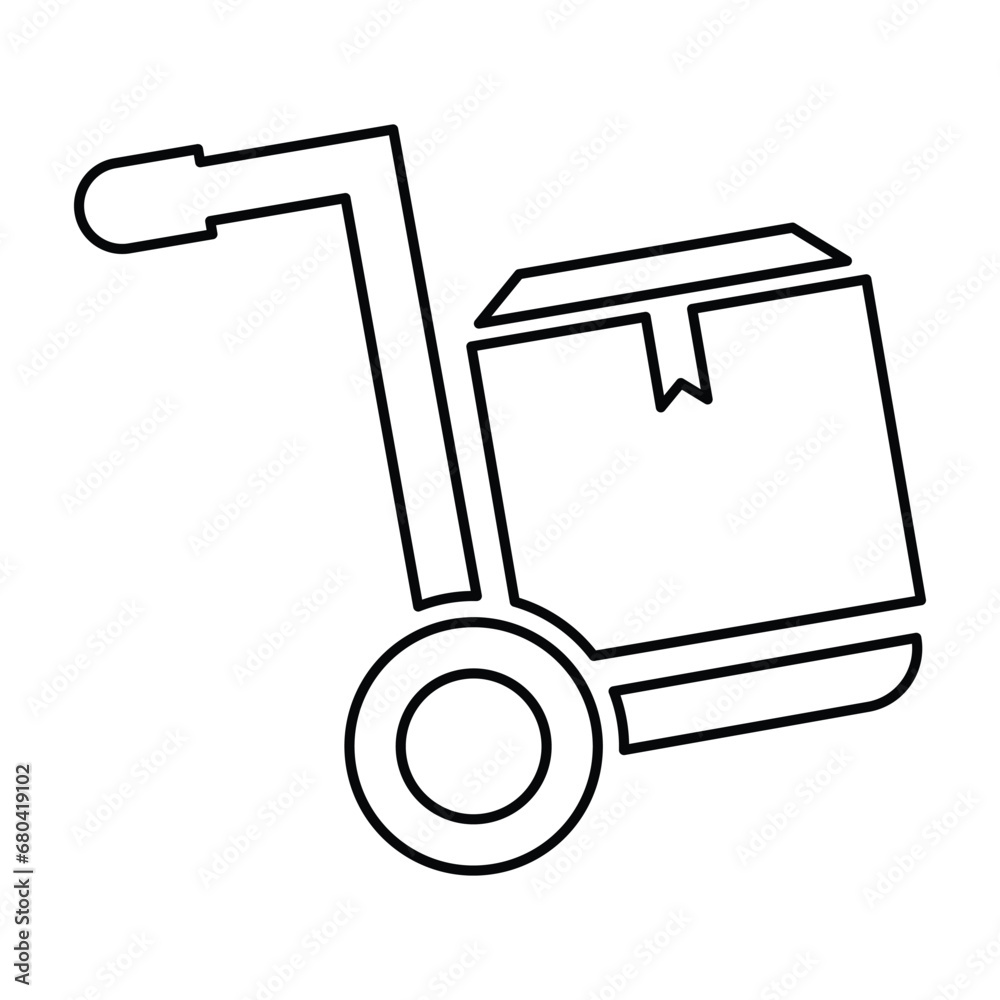 Hand Cart Icon In Outline Style Hand Cart Icon In Outline Style