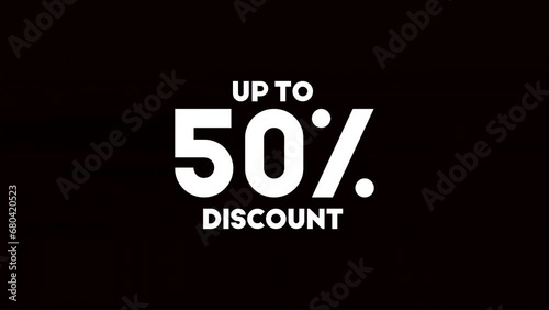 50 percent discount. Dynamic displaced sale text animation. photo