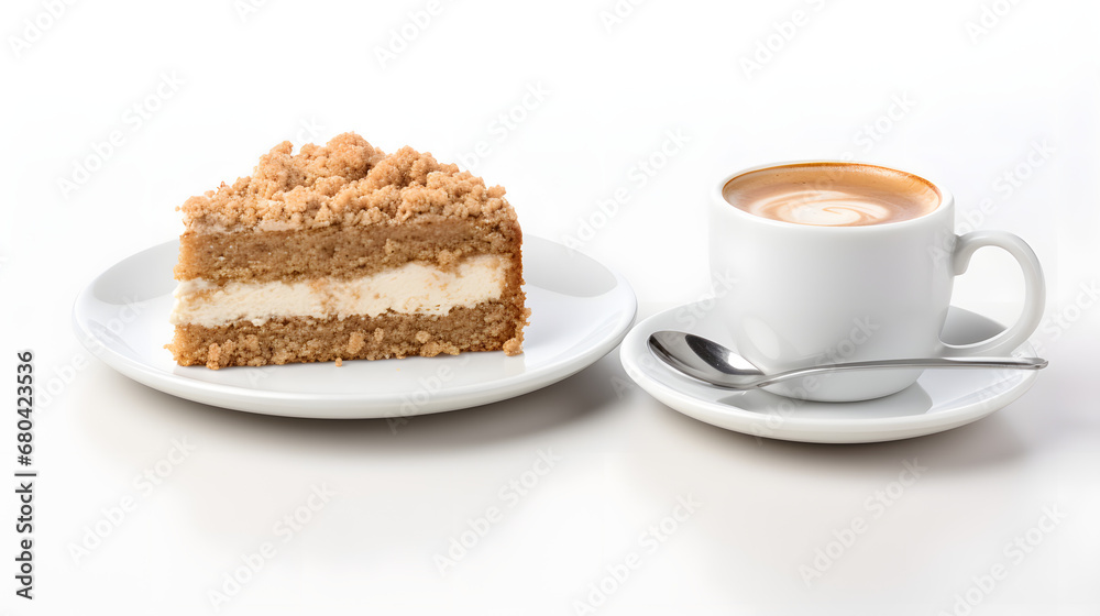 a piece of cake on a plate with coffee a piece of cake on a plate with coffee