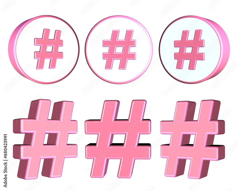 Obraz premium bundle hashtag sign icon colection 3D render