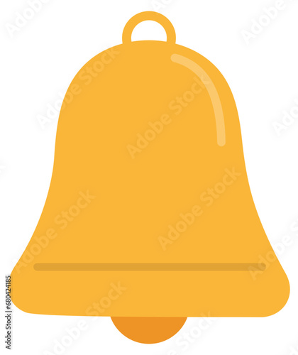 Yellow bell flat icon illustration isolated on white background.