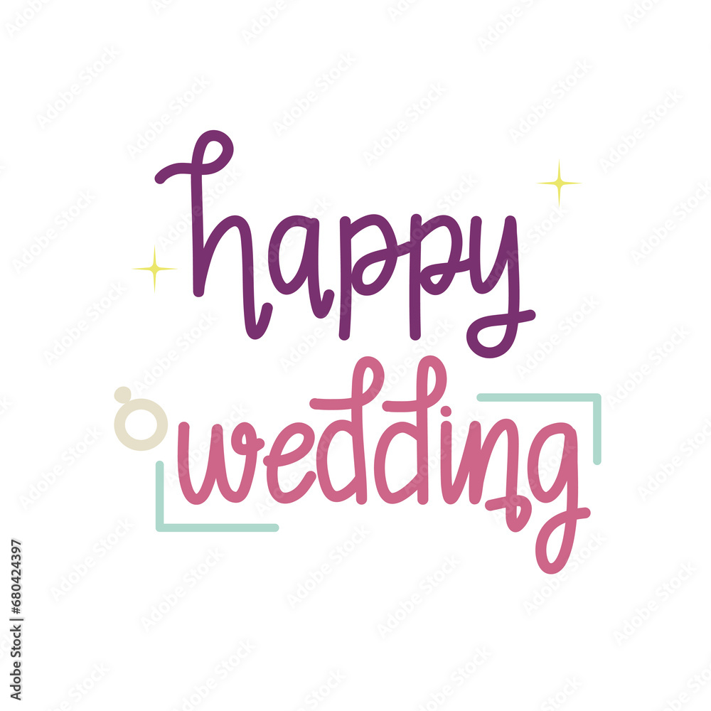 Happy Wedding Flat Hand Lettering Happy Wedding Flat Hand Lettering