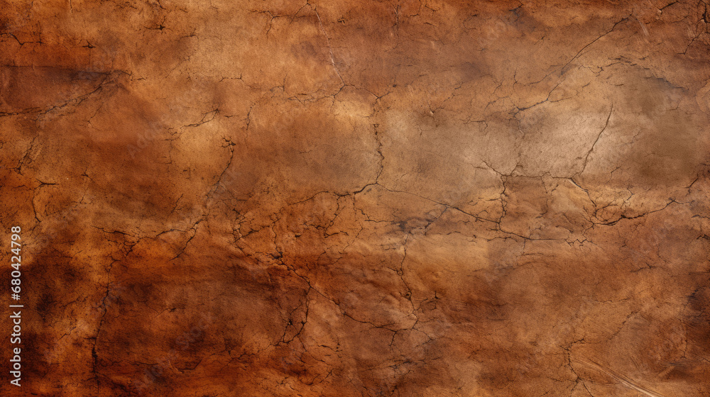 Detailed texture of brown antique leather, aged and worn, with deep creases and cracks, top view, background, copy space