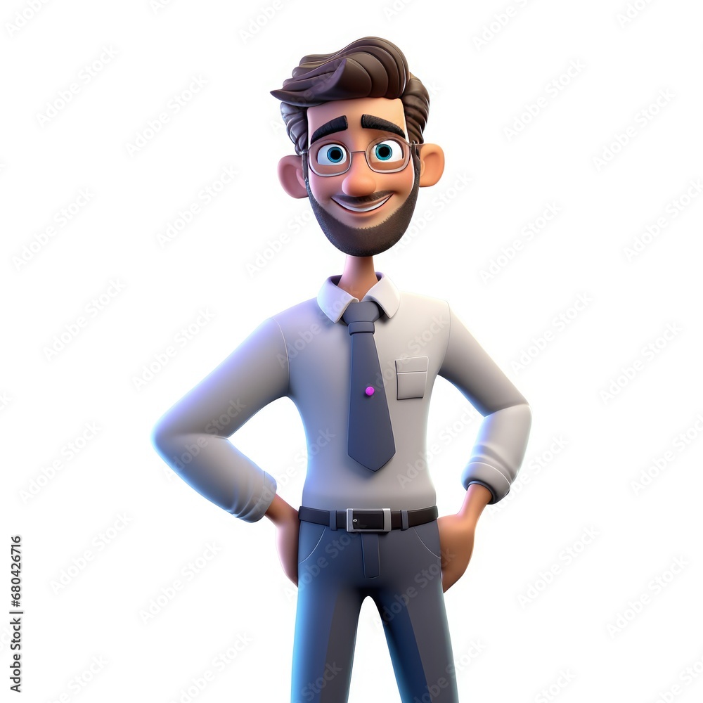 3d Character young business man white isolated background