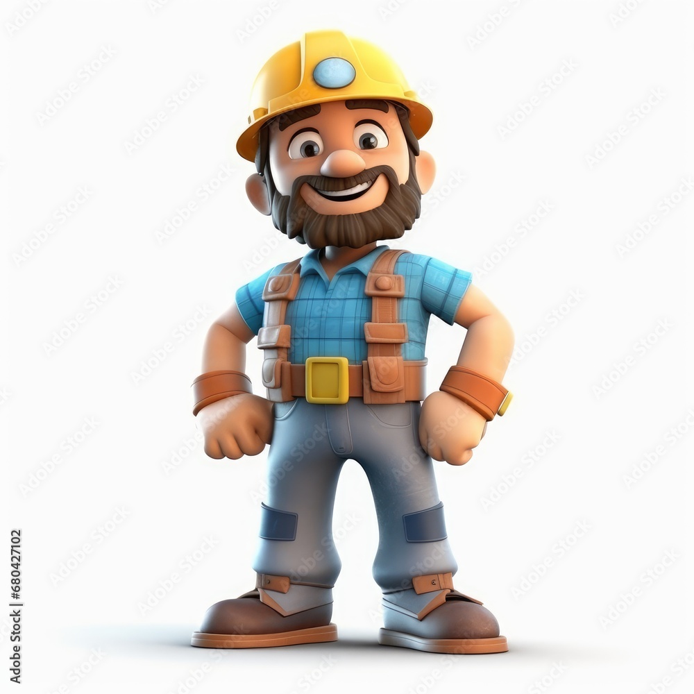 3d character construction worker isolated on white background 3d character construction worker isolated on white background