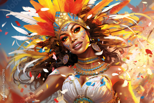 Woman in carnival costume Rio de Janeiro carnival The Radiant Healer A Lightworker Starseed Bringing Healing Energy to the World generative ai

 photo