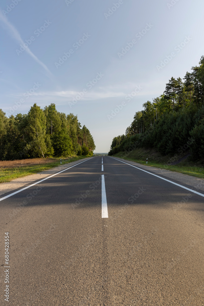 new asphalt on a wide highway