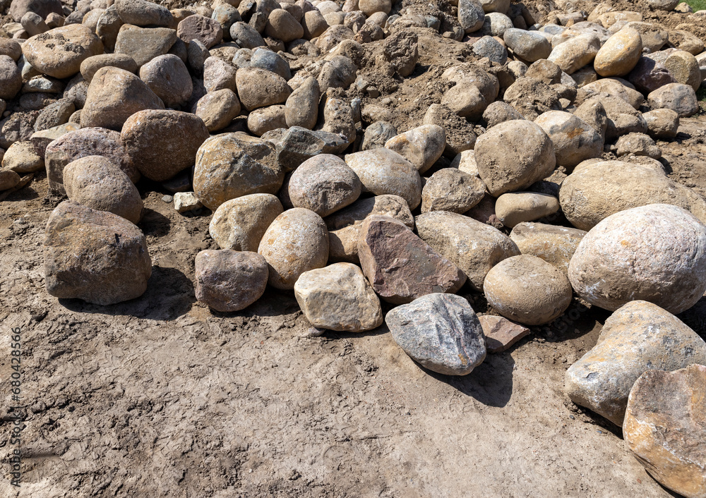 large stones on the construction site used for construction large stones on the construction site used for construction