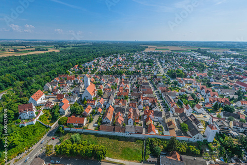 Ausblick auf die Stadt Leipheim in der schwäbischen Region Donau-Iller