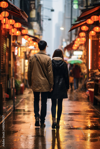 Paar im Regen durch die Straßen © Fatih