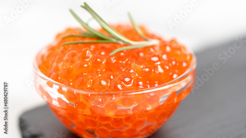 red caviar of sturgeon on the New Year's table