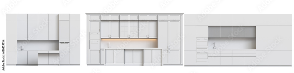 modern kitchen isolated on transparent background, home furniture, 3D illustration, cg render modern kitchen isolated on transparent background, home furniture, 3D illustration, cg render