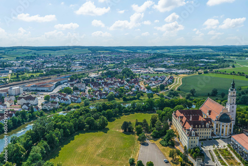 Donauwörth, Kreisstadt im Donau-Ries im Luftbild, Blick ins Tal der Wörnitz