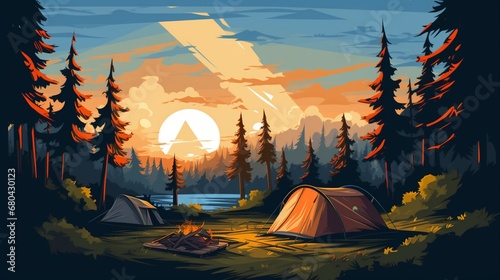 camping at night vector image