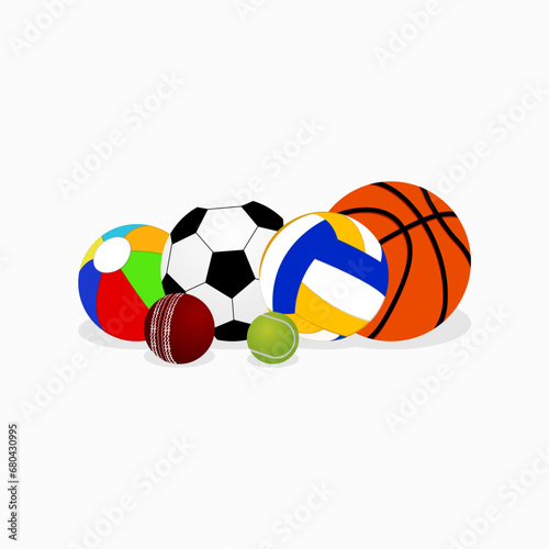 Set of sport balls isolated on white background