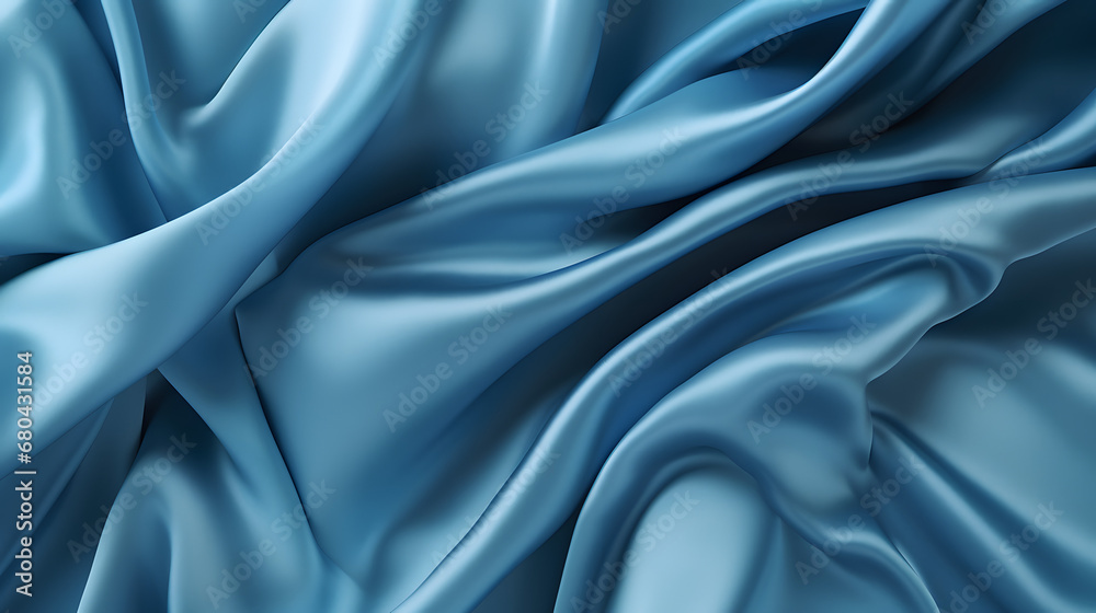 Fototapeta premium Smooth, lustrous texture of rich blue silk fabric