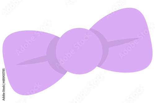 Purple bow tie flat vector illustration isolated on white background.