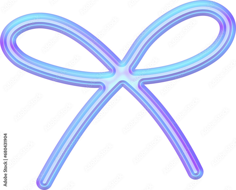 Fototapeta premium Y2k 3D bow shape for decoration hologram