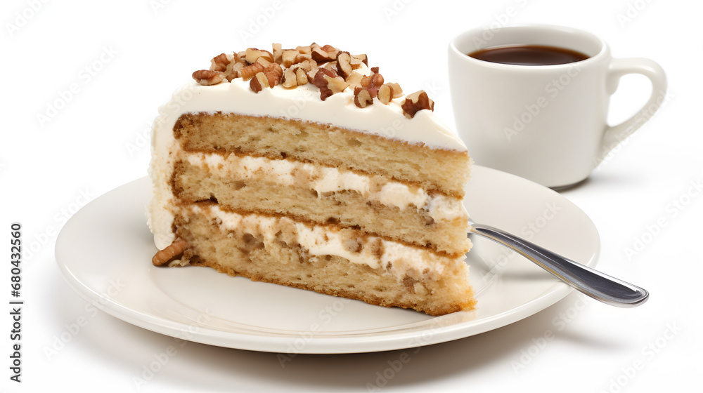 a piece of cake on a plate with coffee a piece of cake on a plate with coffee