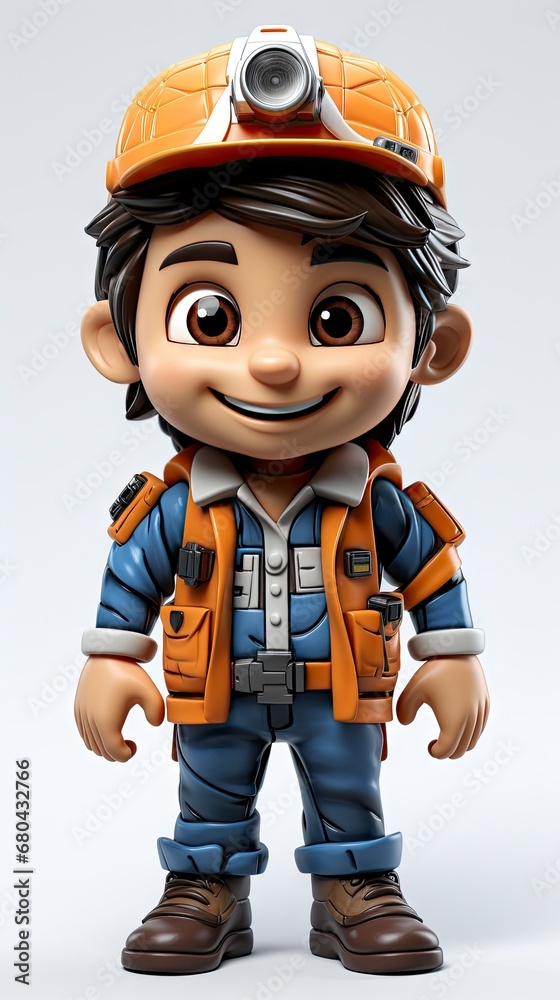 Animated construction worker character with tools. Animated construction worker character with tools.