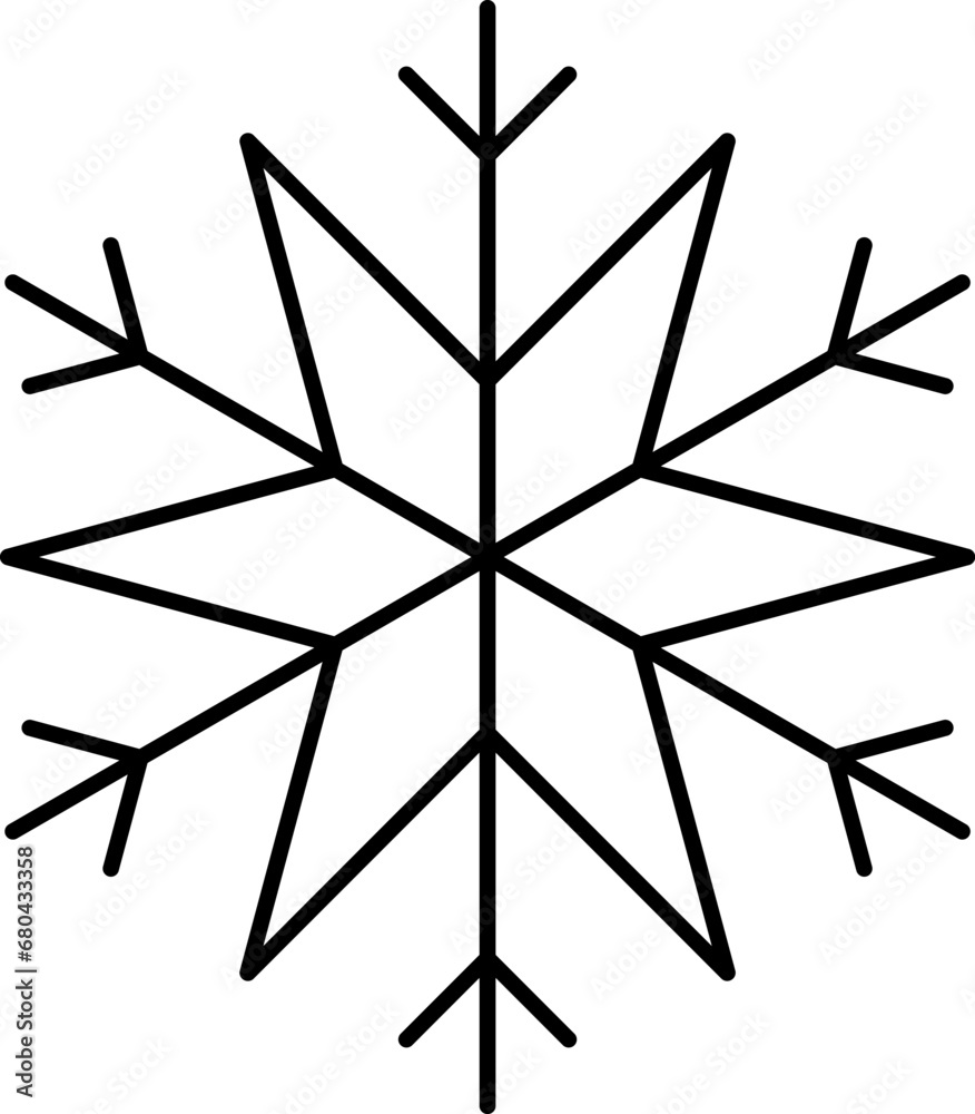 Fototapeta premium Snowflake snow freeze winter thin line outline icon. Snowflakes thin line icon set. Snowflake Simple Vector illustration