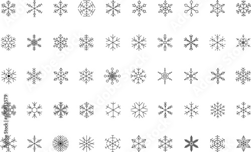 Snowflake snow freeze winter thin line outline icon. Snowflakes thin line icon set. Snowflake Simple Vector illustration