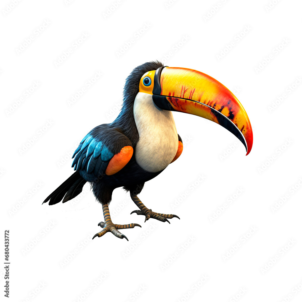 3D rendering of a toucan bird isolated on white background 3D rendering of a toucan bird isolated on white background