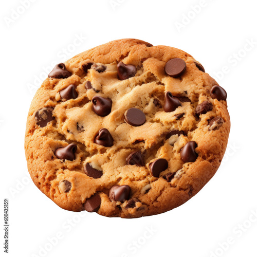 Chocolate chip cookie on  transparent background