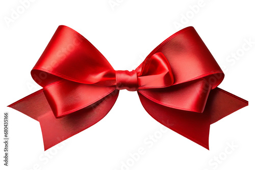 Decorative red bow isolated on transparent background. Generative Ai	