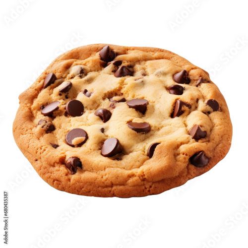 Chocolate chip cookie on  transparent background